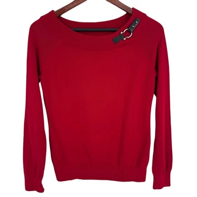 Ralph Lauren Womens Medium Red Formal Knit Sweater Blouse Shirt Top Christmas - Image 1 of 4