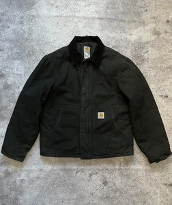 Carhartt Vintage Duck Jacket Traditional EJ022 Black Work Full Zip Size L Men's - Picture 1 of 20
