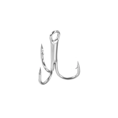 50Pcs 12# 0.51" Treble Fish Hooks Carbon Steel Sharp Bend Hook w Barbs White - Image 1 of 4