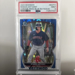 PSA 9 2023 Bowman Chrome Blue RayWave Refractor Roman Anthony RC /150 POP5🔥 - Picture 1 of 2
