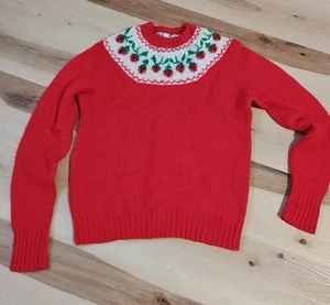 Vintage 70er Jahre rot Wolle Fair Isle Pullover Sweater Robert Scott Ltd Gr. 36/Med - Bild 1 von 10