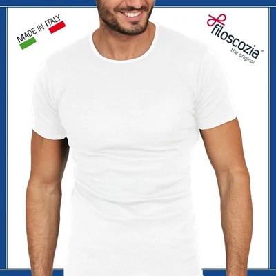 Maglia intima da uomo in FILO DI SCOZIA girocollo manica corta maglietta t-shirt - Immagine 1 di 4