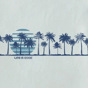 Camiseta sin mangas grande o XL NUEVA CON ETIQUETAS Life is Good retro Sun Palm paisaje gris niebla LITE para hombre - Imagen 1 de 5