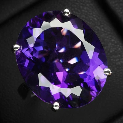 Anillos de plata de ley 925 de oro blanco lujosos amatista violeta viva 14,20 quilates Foto 1 de 4