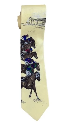 Gravata de seda vintage masculina Kentucky Derby corridas de cavalos Park Avenue feita nos EUA - Imagem 1 de 4
