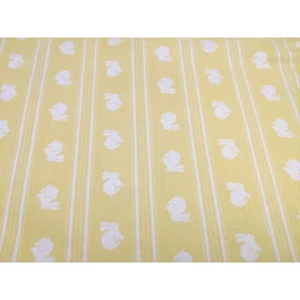 3/4y Bunnies Yellow and White Striped Quilt Nursery Decor Vintage Fabric, 27x45 - Picture 1 of 8