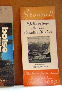 Folleto Brownell de 1950 para Yellowtone Alaska Canadian Rockies Tours - Imagen 1 de 1