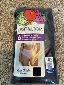 Fruit of the Loom Damen Slips schwarz Baumwolle 6er Pack schwarz Unterwäsche Gr. 10 - Bild 1 von 4