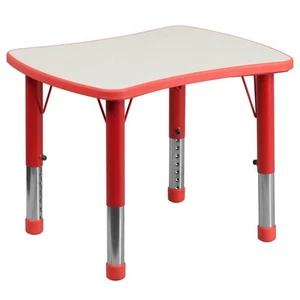 21.87''W x 26.62 Height Adjustable Red Plastic Activity Table with Grey Top - Picture 1 of 4