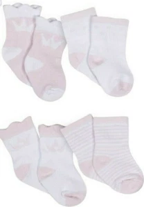Gerber Baby Girl's 4 Pack Organic Wiggle Proof Socks Size 0-6 Months Crowns - Picture 1 of 1