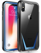 iPhone XS / iPhone X Clear Case，Poetic Shockproof Rugged Bumper Cover Blue