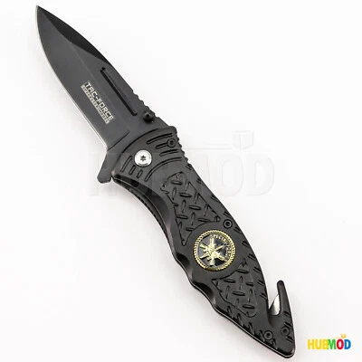 8" TAC-FORCE Special Forces Spring Assisted Tactical Folding Knife Cutter Black - Image 1 of 4