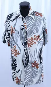 Camicia vintage Go a piedi nudi hawaiana con bottoni XL made USA Hawaii 1/4 piumino crema di rayon HI - Foto 1 di 18