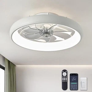 Ceiling Fans with Lights and Remote, 20'' Low Profile Flush Mount Ceiling Fan... - Picture 1 of 8