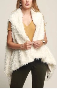 Ivory Faux Fur Sherpa Sleeveless Vest Shrug One Size Cozy Soft - Picture 1 of 5