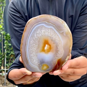 343G Natural agate Agate Geode Slab/Slice quartz crystal mineral specimen Reiki - Picture 1 of 12