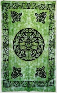 Tapiz de dormitorio colgante de pared hippie cama verde hombre celta bosque 72" x 108" - Imagen 1 de 1