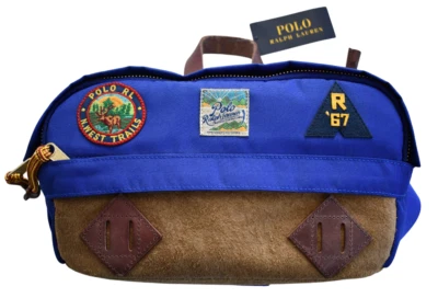 NEW POLO RALPH LAUREN Multi-Patch SUEDE-Trim TRAIL Fanny Waist Pack Sling Bag - Image 1 of 4