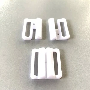2 Pcs White Plastic Bikini Clips Snap Back 25mm STRAP Bra Swim Buckle Clasp - Picture 1 of 4