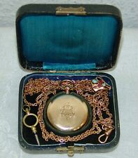 Damen - Taschenuhr vor 1900 Gold 585 Schlüsseluhr mit Kette im Etui