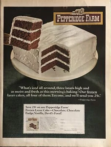 1968 Pepperidge Farm Layer Cake PRINT AD Devils Food Frozen VTG 1960s 3-Layers - Picture 1 of 5
