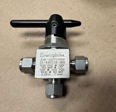 Nueva válvula de bola de alta presión Swagelok SS 316 SS-44XTLS6 1500 PSI 7,1 mm de caja abierta Foto 1 de 3