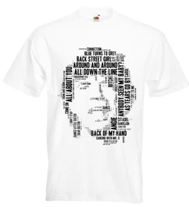 Mick Jagger Song Titles T Shirt Rolling Stones Keith Richards Ronnie Wood - Imagen 1 de 2