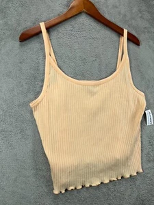 Old Navy Damen XL Tank Top Cropped Pfirsich Neu mit Etikett Rosa Ripp Jakobsmuschelbesatz Ärmellos - Bild 1 von 8