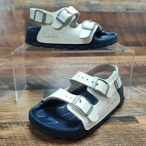Birki’s Kid’s Slingback White Leather Buckle Strap Sandals Size 27 EU/ 9 US - Picture 1 of 9