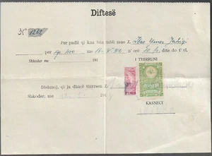 1914 Albania. Albanian Document Turkey rev with 1/2 Finance 1Grosh on 10QINT. R2 - Picture 1 of 2