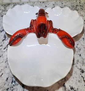 Vintage Metlox California Pottery Three Shell Lobster Server Bowl Mcm  - Picture 1 of 10