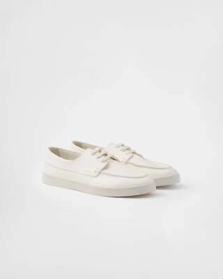 $1,020 Prada LOGO Boat Shoe Slip-on Off White Leather 11 US (10UK) - Image 1 of 4