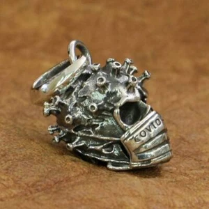 925 Sterling Silver Skull Pendant Biker Rock Punk Jewelry TA216A - Picture 1 of 12