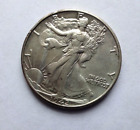 1942 D Silver Walking Liberty Half Dollar, AU,  About Uncirculated Condition,