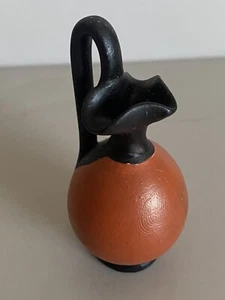 Mini dollhouse Ceramic Vase 2 3/4 Inches Tall Black Orange - Picture 1 of 4