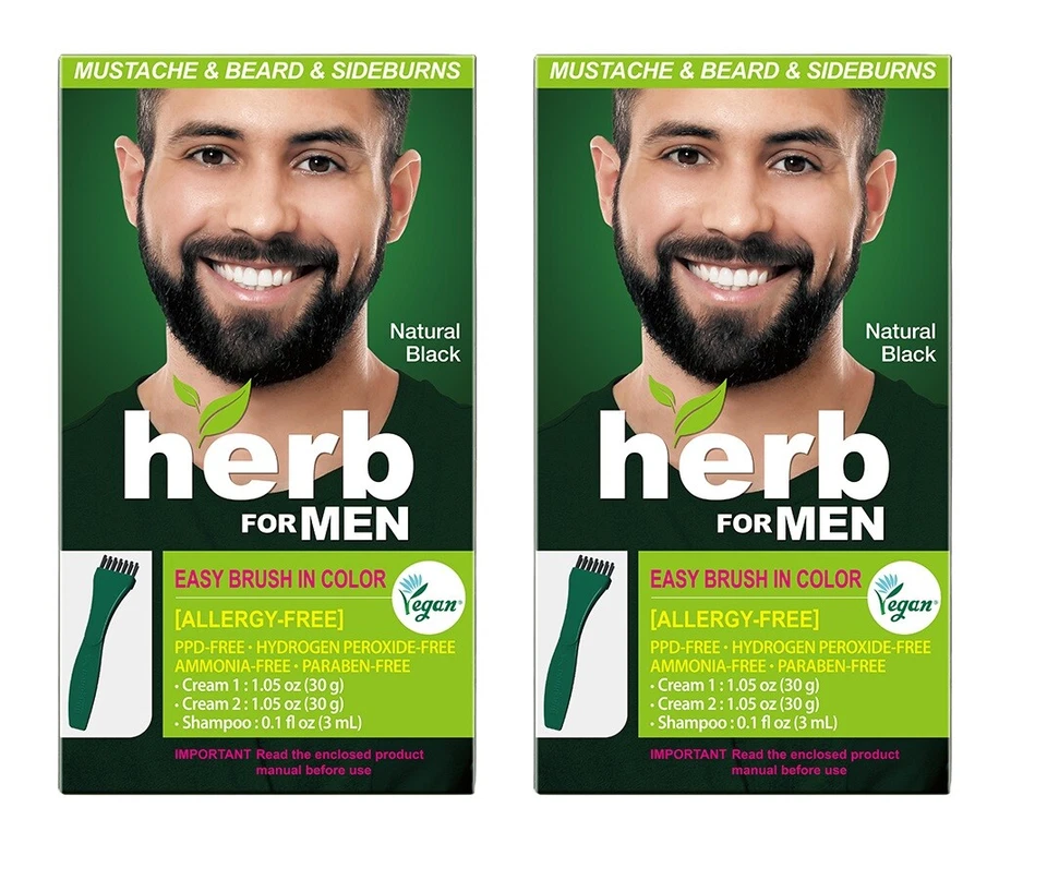 Herb For Men PPD, Allergy Free Beard Mustache Dye Just for Men Vegan Color 2Pack - Image 1 of 4