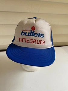 Washington Bullets NBA "TIMESAVER" Basketball Blue Mesh Trucker Snapback Hat VTG - Picture 1 of 8
