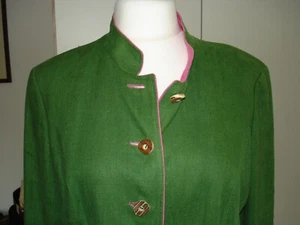 HABSBURG Kleidermanufaktur Trachtenjacke "Adelgunde" Gr. 48 EU grün/pink Leinen - Bild 1 von 19