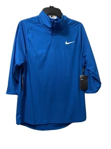 NWT Mens Nike Quarter Zip Short Sleeve Size Medium Blue - Picture 1 of 5