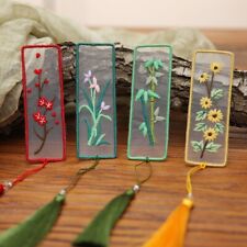 Velvet Fabric DIY Bookmark Chinese Style Double Sided Embroidered Pendant