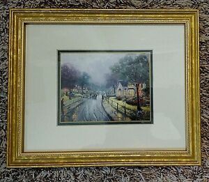 Thomas Kinkade "Rainy Evening Street View" Framed Matte Print 11 1/4" X 9 1/4"