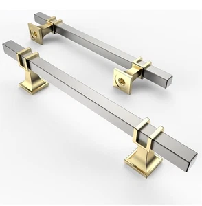 Asidrama 10er Pack 12,6" Gebürstet Satin Nickel und Gold Küche Schrank Griff - Bild 1 von 2