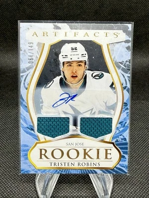 2023-24 Upper Deck Artifacts Tristen Robins Rookie Patch Auto /149 #191 Sharks - Image 1 of 3