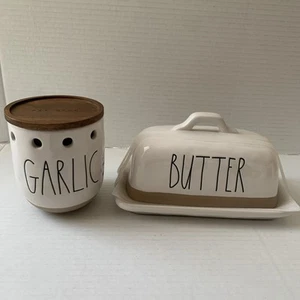 Rae Dunn Garlic Storage Container Cellar Artisan Collection & Butter NEW - Picture 1 of 3