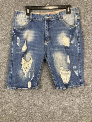 St Johns Bay Mens Size 34 Distressed 10" Inseam Blue Jean Denim Shorts - Image 1 of 4