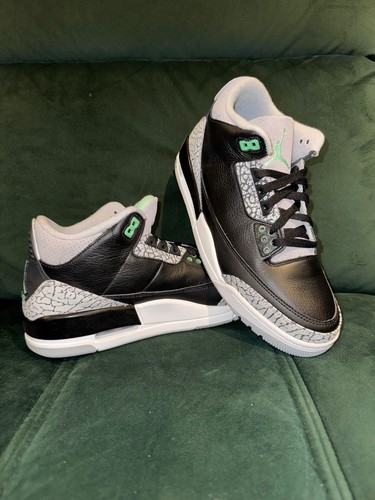 Nike Air Jordan 3 Elephant Retro Green Glow taglia UK 7.5 US 8.5 EU 42 CT8532 031