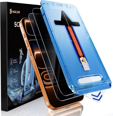 MAGIC JOHN 2 Pack for iPhone 17 17 Pro Max Plus tempered Glass Screen Protector - Image 1 of 4