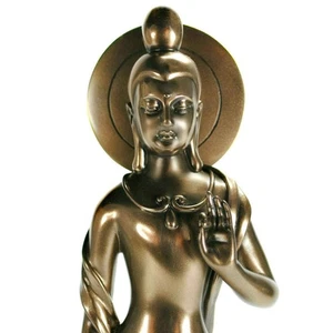 Kwan Yin Diamond Sutra Statue 11" Slim Guan Yin Quan Bronze Resin Buddha Goddess - Picture 1 of 8