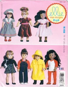 K158 Ellie Mae Designs Pattern Wardrobe for 18" Dolls - Bild 1 von 1