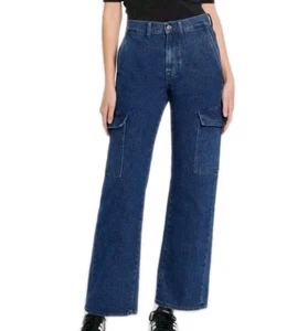 7 For All Mankind Tess Cargo Denim Blue Womens Waist 29 Size 7 - Picture 1 of 24
